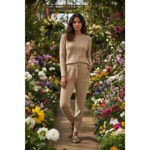 NWT Chico's Zenergy Cotton Cashmere Cozy Jogger Camel Knit Pants Size 4R US XXL